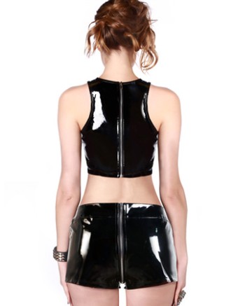 New Women Two Pcs Leather Jumpsuit Set M7274