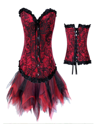 Sexy Red Corset With Skirt M1253