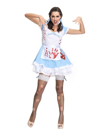 Halloween Dress for Women Scary Zombie Maid Bloody Costume M40663