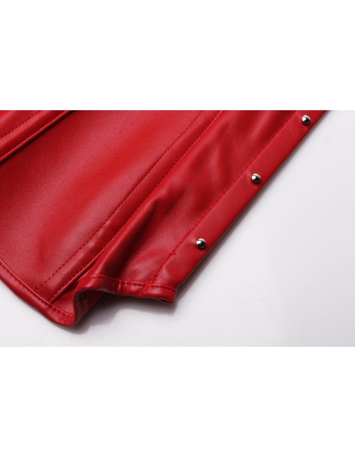 Red leather corset m7081a