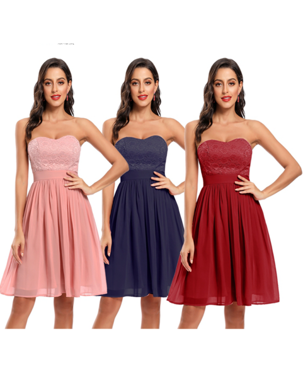 Dew Shoulder Word Gets Snow To Spin Wrap Bosom Skirt Melting Small Formal Dress CD070