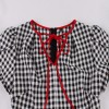 Women Retro Dress Black And White Check Belt Slimming Casual Dress 5039