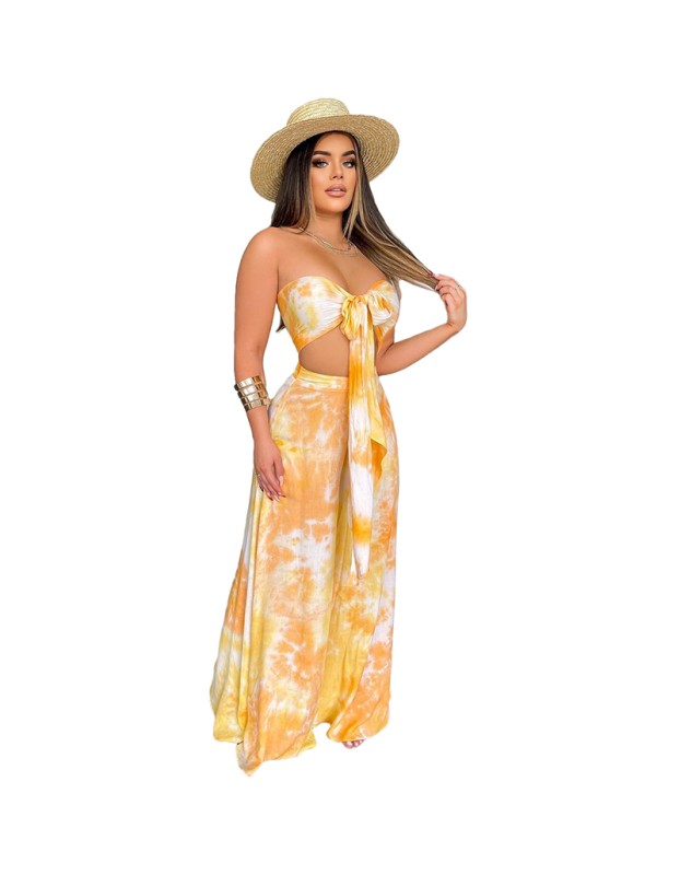 sexy tube top slim two piece top and pants sets M8599