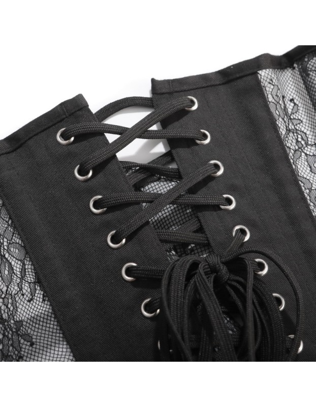 Women Sexy Lace Mesh Breathable Steel Boned Slimming Belt Waist Trainer Corset MS1525