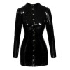 Women Sexy Wet Look Faux Leather Bodycon Latex Body Fetish Single-breasted Erotic Dress XX6879