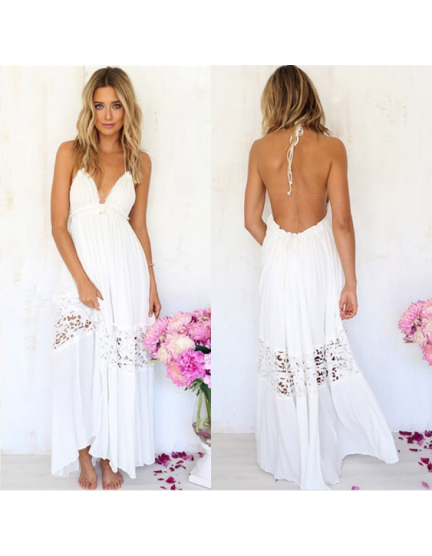 Lace Hollow Long Summer Beach Dress M30387