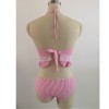 Sexy Pink Striped Lace Two Piece Swimwear Set m11856