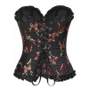 Vintage Lace Up Boned Overbust Waist Trainer Floral Embroidery Corset M22019
