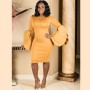 Flare Sleeve Ruffled Slim Party Package Hip Dress M18098