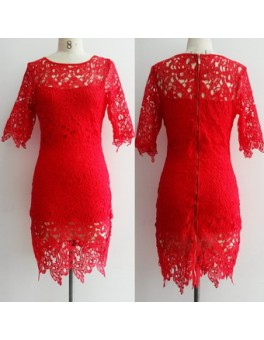 2014 New Arrival Sexy Red Midi Dress M3826c