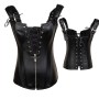Black Faux Leather Lace Up Corset m1421