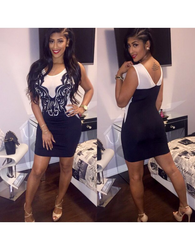 Embroidering Backless Bodycon Dress M30077