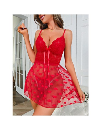Lingerie Sexy Lace Seduction Open File One Piece Dress Tulle Passion Pajamas Uniform YSF866