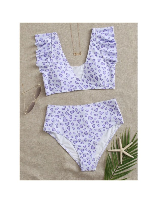 Leopard Print Bikini Swimsuit Set Sexy Fly Edge Bikini Women 1034
