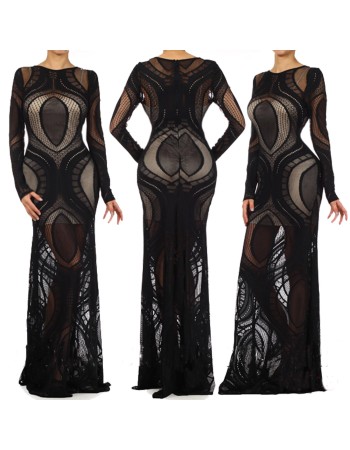 Long Sleeve Black Maxi Dress M30072