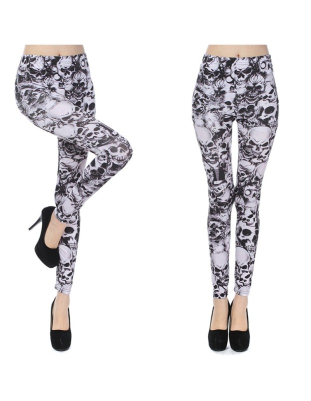 Fashion High Elasticity Women Skull Printed Leggings FG0108