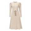 Mid-Length Wool Knit Puff Sleeve Casual High Waisted Loose Fall Dresses LQ163