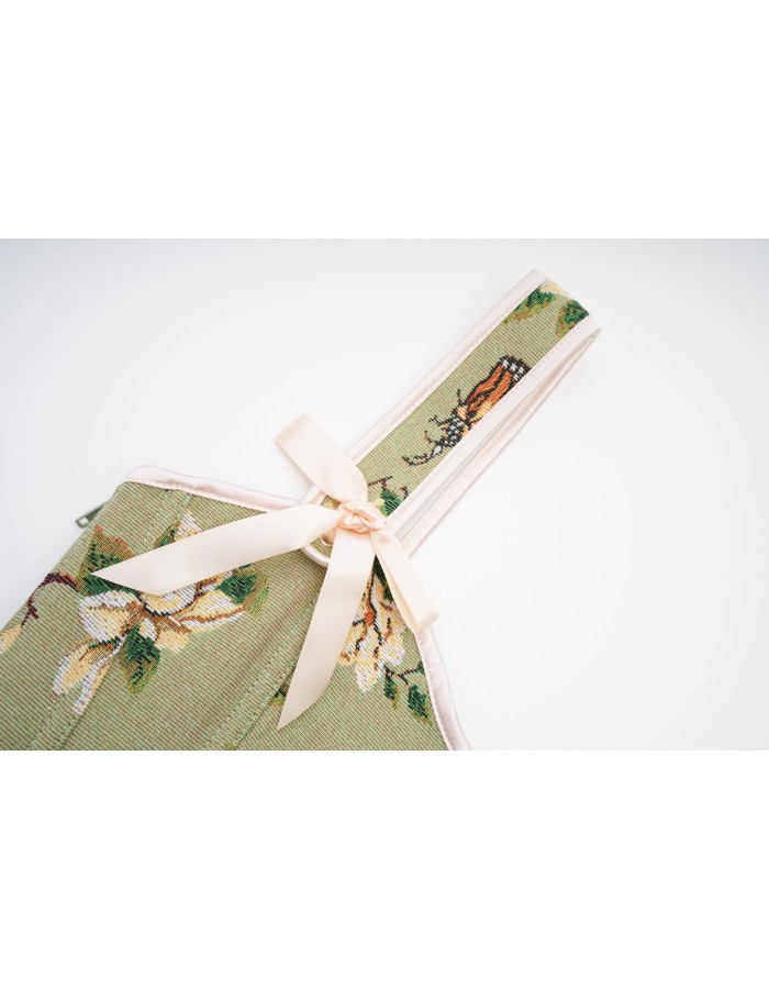 Green Vintage Floral Halter Corset Vest Cropped Tops 22053