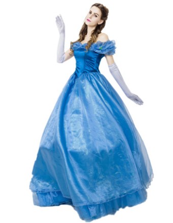 2016 Blue Adult Cinderella Cosplay Costume