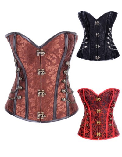 Steampunk Boned Corset with Chain Stud Detail M1241
