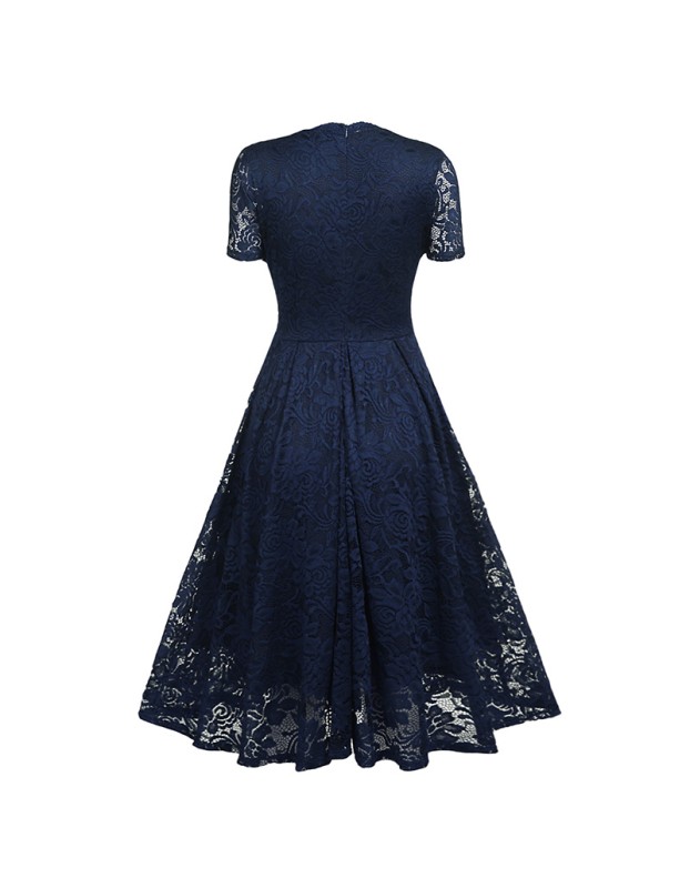 V-neck Midlength Lace Wedding Party With A Full Swing Dinner Dress CD1784