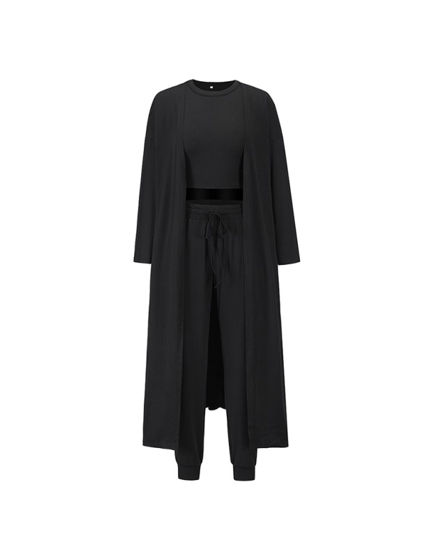 Knit Set Women Vest And Trousers Sports Three Piece Sets Slim Sportswear LQ161