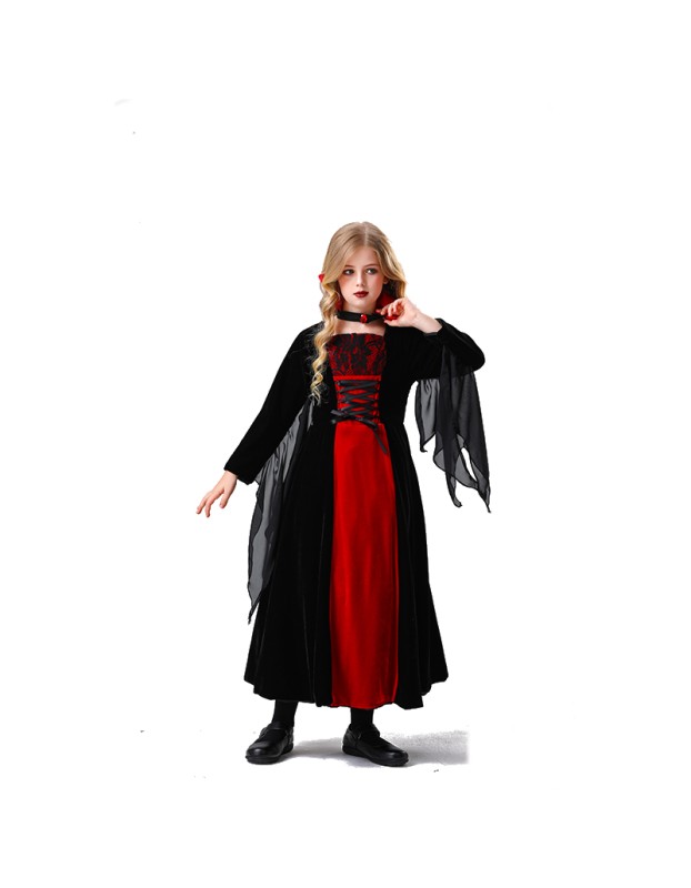 Halloween Fairy Tale Horror Children Vampire Dress Princess Dress Costume Show YM5825