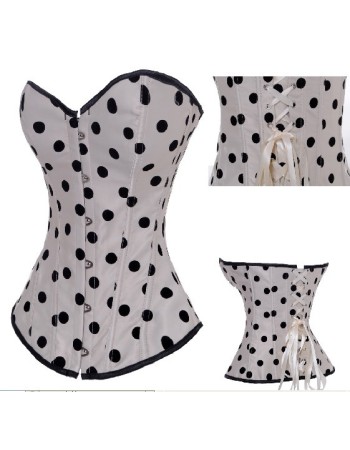 white satin corset with black dot m1849A