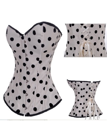 white satin corset with black dot m1849A