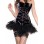 chain front black leather corset with tutu skirt m1207A