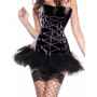 chain front black leather corset with tutu skirt m1207A