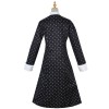 Halloween Wednesday Adams Family Costume Black Print Dress Cosplay YFZ411