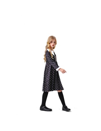 Girl Addams Family Costume Wednesday Addams Black Dress Cosplay Costume YM5820