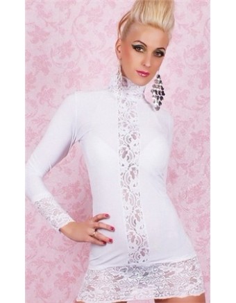 wrap hip white long sleeve turtleneck with lace charming babydoll m3469b