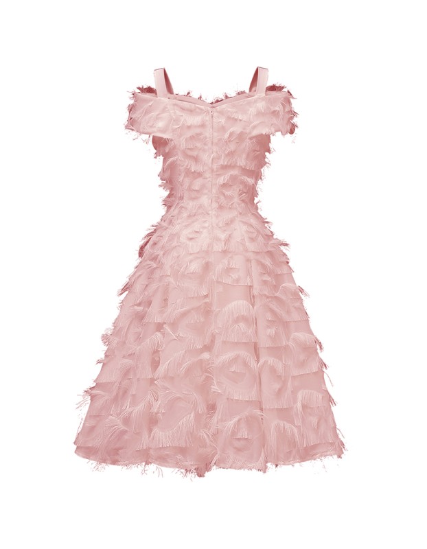 Sexy Suspenders Gown Evening Feather Formal Elegant Party Dress CD1715