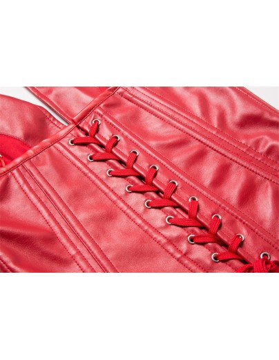 Best selling adult red black leather corset m1982