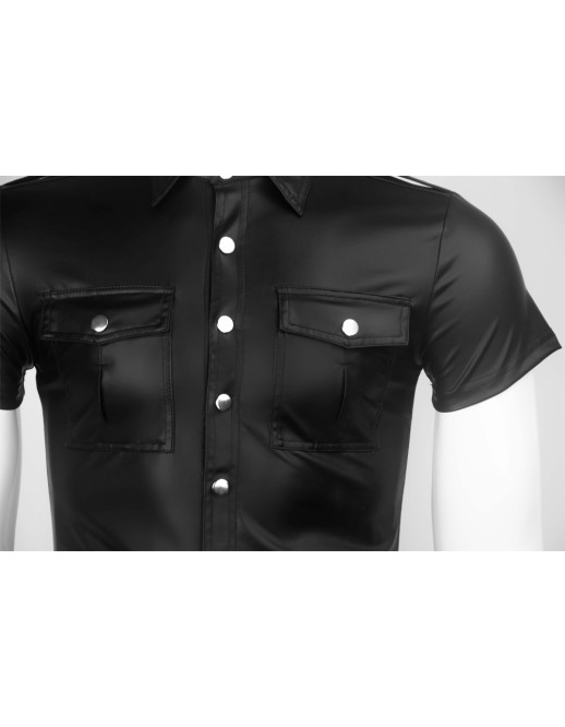 Sexy Mens Soft Faux Leather Shirt Tops Costume N974