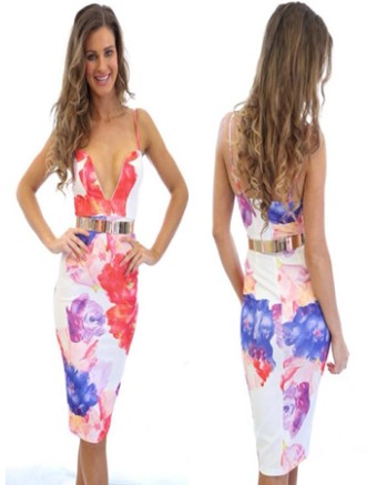 Girls Floral Print Dress Midi Dress M2326