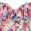 Floral Print Sexy Corset Shirt ff Shoulder Ruffles Sleeves Overbust Corset Top WK1903a