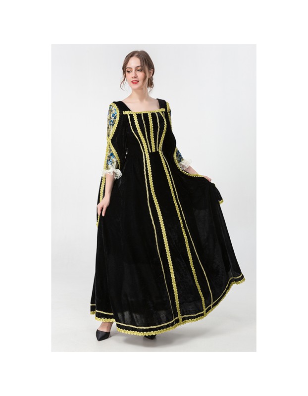 Medieval Court Witch Costume Cosplay Halloween Stage Performance Dress YM9307