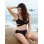 Black Coral Wrap Halter Top Bikini M5292c