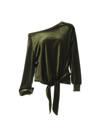 Long Sleeve Sexy Off Shoulder Velvet Shirt Top M30407