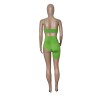 Sexy Tube Top Trendy Crop Top And Pants Solid Two Piece Set Short Set M050
