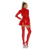 Long Sleeve Shiny Patent Leather Stage Nightclub One Piece Sexy Tight Leather Dress XX6391