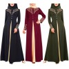 Bronzing Splicing Long Dress Color Contrast Slimming Temperament Dress 9008