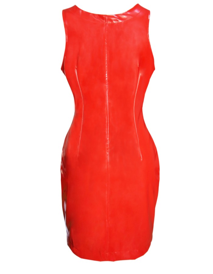 Woman Plus Size Wet look Pu Leather Bodycon Dresses M7303