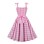 Sexy Halter Pink Plaid Women Casual Sweet Bow Barbie Midlength Dress 5170