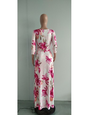 Sexy V-neck beautifully printed plus size and floor dress fashion women's clothing M8573