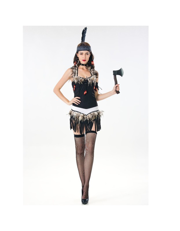 Black Sexy Tassels Indian Costume M40572