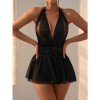 Sexy Hanging Neck Nightdress Backless Perspective Mesh Gauze Skirt Swing Set YSF704